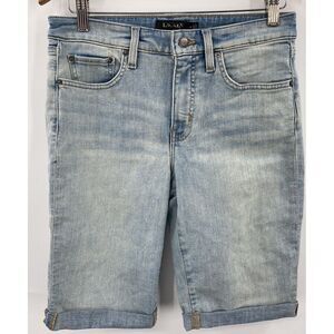 Womens Lauren By Ralph Lauren Cuffed Denim Bermuda‎ Style Shorts Sz 6 NWOT